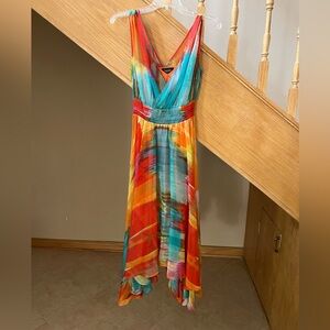 Laundry by Shelli Segal Multi-coloured asymmetrical maxi dress Size 2